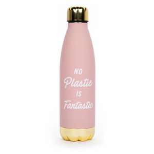 Różowa butelka ze stali nierdzewnej z detalami w kolorze złota Tri-Coastal Design, 500 ml