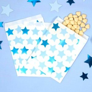 Zestaw 25 papierowych torebek na słodkości Neviti Little Star Blue