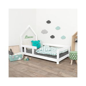 Białe drewniane łóżko dziecięce Benlemi Poppi, 90x200 cm