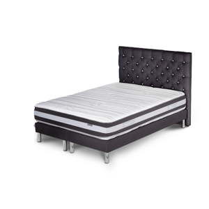 Ciemnoszare łóżko z materacem i podwójnym boxspringiem Stella Cadente Maison Mars Dahla, 180x200 cm
