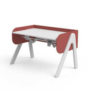 Czerwono-białe biurko z drewna sosnowego z regulacją wysokości Flexa Woody