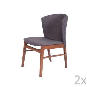 Zestaw 2 ciemnoszarych krzeseł do jadalni z ciemnobrązową konstrukcją z drewna kauczukowca sømcasa Mara