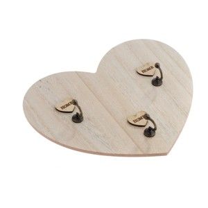 Tabliczka drewniana z haczykami na klucze w kształcie serca Dakls Ruseno