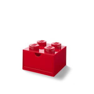 Czerwony pojemnik z szufladką LEGO®, 15x16 cm