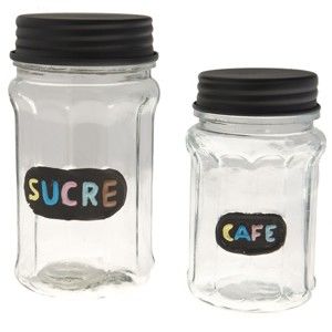 Zestaw 2 szklanych pojemników Sucre & Cafe