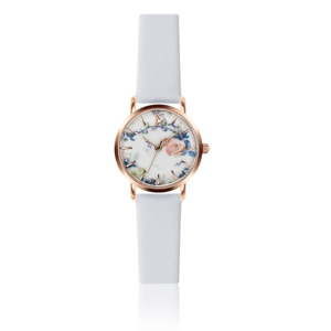 Damski zegarek z białym paskiem ze skóry naturalnej Emily Westwood Magic