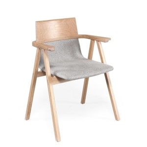 Fotel z konstrukcją z drewna dębowego i szarym siedziskiem Wewood-Portuguese Joinery Pensil