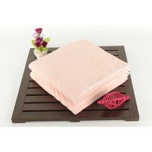 Zestaw 2 ręczników kąpielowych ze 100% bawełny Kalp Pink, 50x90 cm