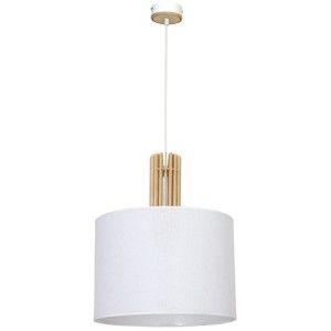 Biała lampa wisząca z drewnianymi detalami Glimte Castro White Uno