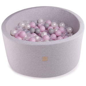Jasnoszary basen z 300 piłkami MeowBaby Pink Pearls, ø 90x40 cm