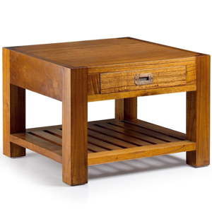 Drewniany stolik z półką z drewna mindi Moycor Star