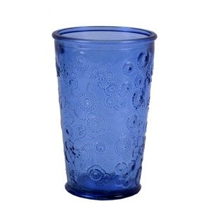 Niebieska szklanka ze szkła z recyklingu Ego Dekor Flora, 300 ml