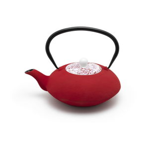Czerwony dzbanek do herbaty z porcelanowym wieczkiem Bredemeijer Yantai, 1,2 l