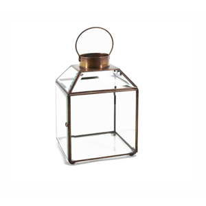 Lampion szklany z metalową ramką Moycor Bisel, wys. 20 cm