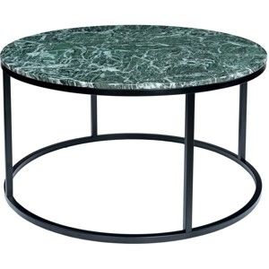 Ciemnozielony stolik marmurowy z czarną konstrukcją RGE Accent, ⌀ 85 cm