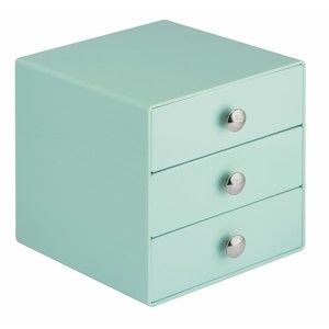 Zielona mini komoda z 3 szufladami iDesign Drawers, wys. 16,5 cm
