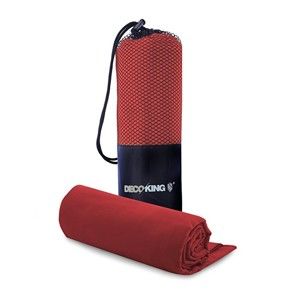 Szybkoschnący komplet czerwonego ręcznika i ręcznika kąpielowego DecoKing EKEA, 70x140 cm + 30x50 cm