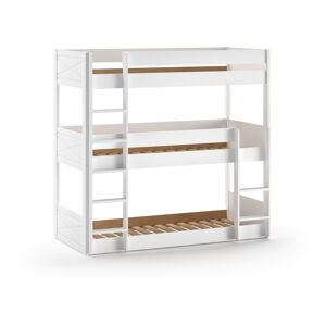 Białe piętrowe łóżko dziecięce z litego drewna sosnowego 90x200 cm Scott – Vipack