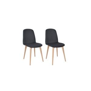Komplet 2 czarnych krzeseł z nogami z litego drewna dębowego WOOD AND VISION Basic