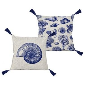 Poduszka Linen Couture Borlas Blue Coral, 45x45 cm