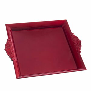 Czerwona prostokątna taca do serwowania z uchwytami Unimasa, 30,5x25,8 cm