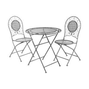 Zestaw 2 szarych składanych krzeseł ogrodowych i stolika Premier Housewares Jardin