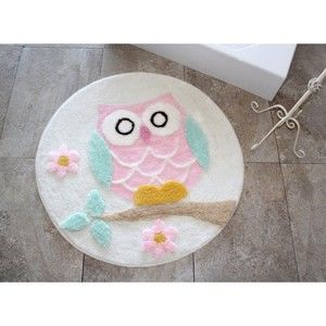 Dywanik łazienkowy Alessia Owl Ecru, Ø 90 cm