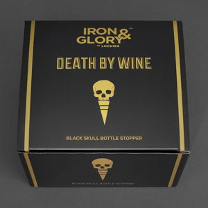 Czarna zatyczka do butelki w kształcie czaszki Luckies of London Death by Wine