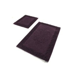 Zestaw 2 ciemnofioletowych bawełnianych dywaników łazienkowych Confetti Bathmats Piante Purple