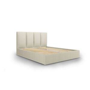 Beżowe łóżko dwuosobowe Mazzini Beds Juniper, 160x200 cm