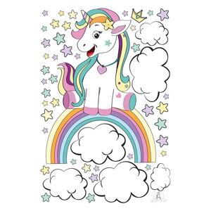 Naklejka ścienna dla dzieci Ambiance Unicorn on its Fairy Rainbow, 90 x 60 cm