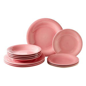 12-częściowy różowy zestaw talerzy z porcelany Like by Villeroy & Boch Group