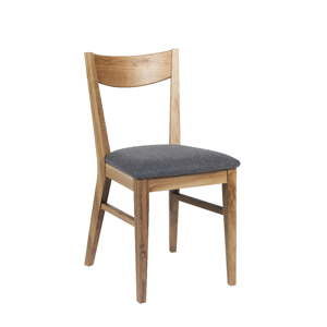 Brązowe dębowe krzesło do jadalni z jasnoszarym siedziskiem Rowico Dylan