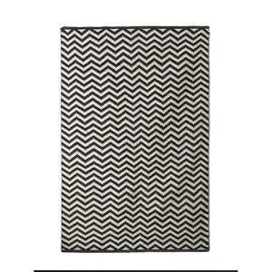 Czarno-biały bawełniany ręcznie tkany dywan Pipsa Zigzag, 140x200 cm