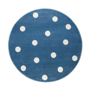 Niebieski okrągły z motywem kropek KICOTI Stars, 133x133 cm