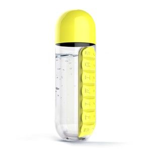 Butelka z pojemnikiem na leki Asobu In Style Yellow, 600 ml