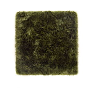 Ciemnozielony dywan kwadratowy z owczej skóry Royal Dream Zealand Square, 70x70 cm