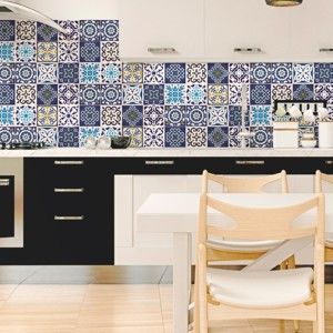 Zestaw 12 naklejek ściennych Ambiance Wall Decals Tiles Azulejos Janeiro, 20x20 cm