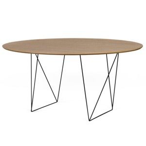 Stół w kolorze orzecha z czarnymi nogami TemaHome Row, Ø150 cm