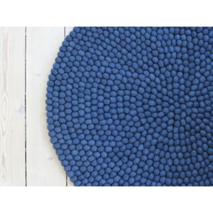 Niebieski wełniany dywan kulkowy Wooldot Ball Rugs, ⌀ 120 cm