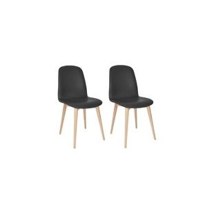 Komplet 2 antracytowych krzeseł z nogami z litego drewna dębowego WOOD AND VISION Classic