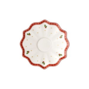Biały porcelanowy spodek z motywem świątecznym Villeroy & Boch, ø 17,5 cm