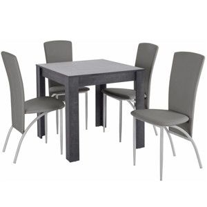 Komplet stołu i 4 szarych krzeseł Støraa Lori Nevada Duro Slate Light Grey