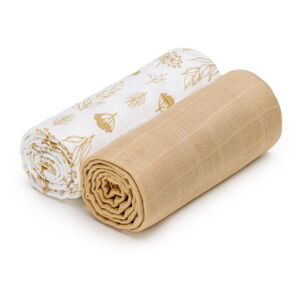 Biało-beżowe bawełniane ręczniki dziecięce zestaw 2 szt. 90x100 cm Plants – T-TOMI