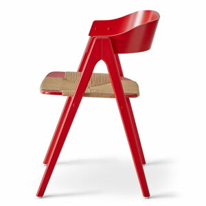 Czerwone krzesło z drewna bukowego z rattanowym siedziskiem Findahl by Hammel Mette