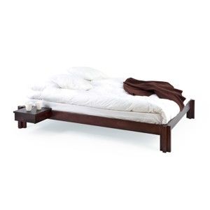 Ciemnobrązowe łóżko wykonane ręcznie z litego drewna brzozowego Kiteen Mori, 160x200 cm