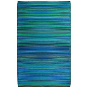 Turkusowy dwustronny dywan na zewnątrz z tworzywa sztucznego z recyklingu Fab Hab Cancun Turquoise, 90x150 cm