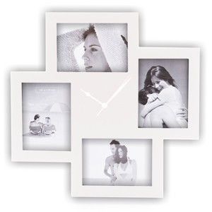 Biały zegar ścienny z ramkami na zdjęcia Tomasucci Collage