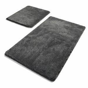 Zestaw 2 ciemnoszarych prostokątnych dywaników łazienkowych Chilai