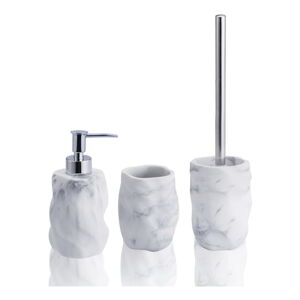 Biały marmurowy zestaw akcesoriów łazienkowych Marble – Tomasucci